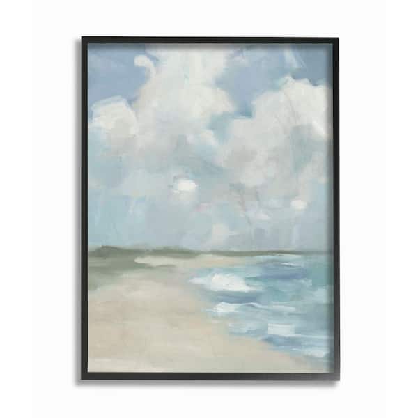 Stupell Industries 11 in. x 14 in. "Impressionist Neutral Blue Green Beach Ocean Painting" by Third and Wall Framed Wall Art