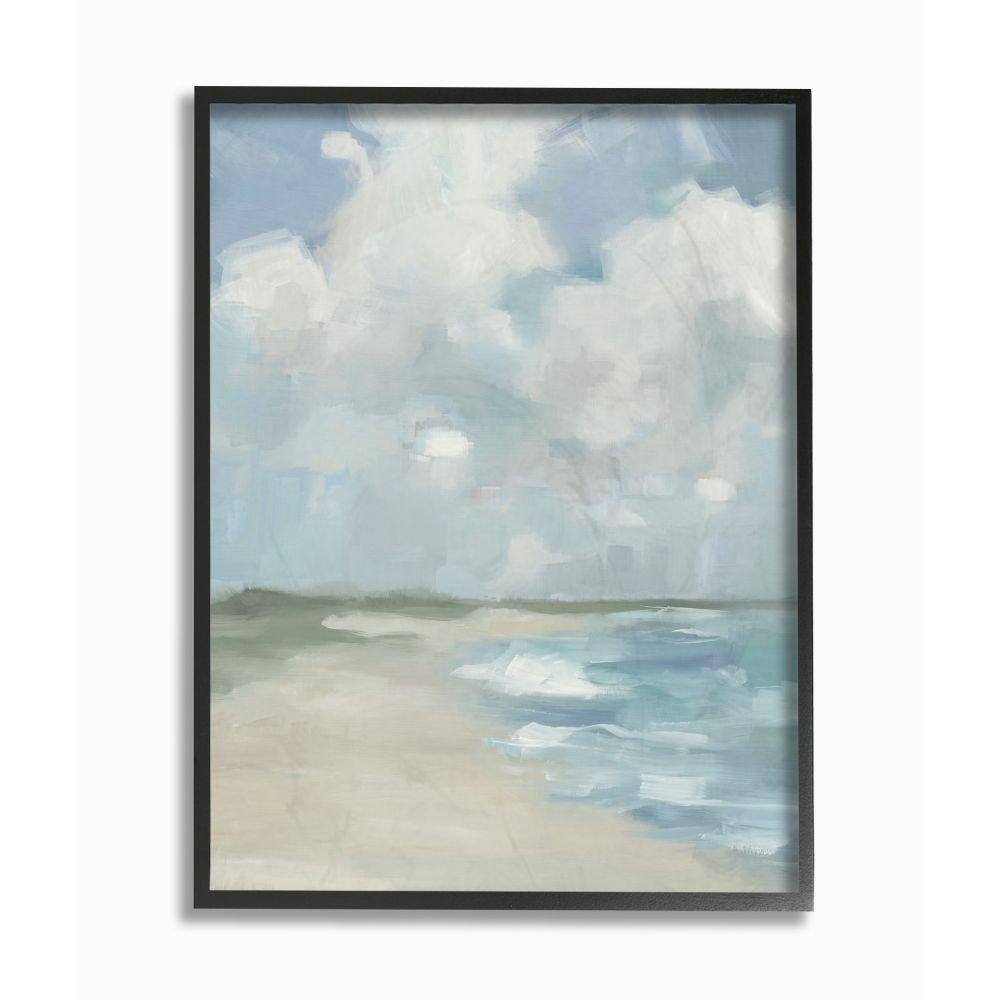 Impressionist Neutral Blue Green Beach Ocean Painting on Canvas for Kids