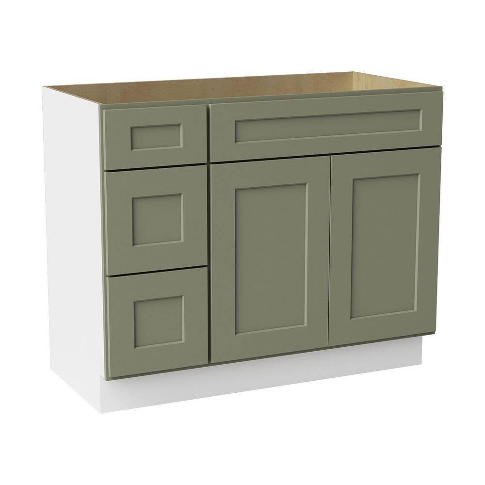 42 in. W x 21 in. D x 34.5 in. H Ready to Assemble Solid Wood Shaker Bath Vanity Combo Cabinet in Sage Green price history on PriceWatchPro