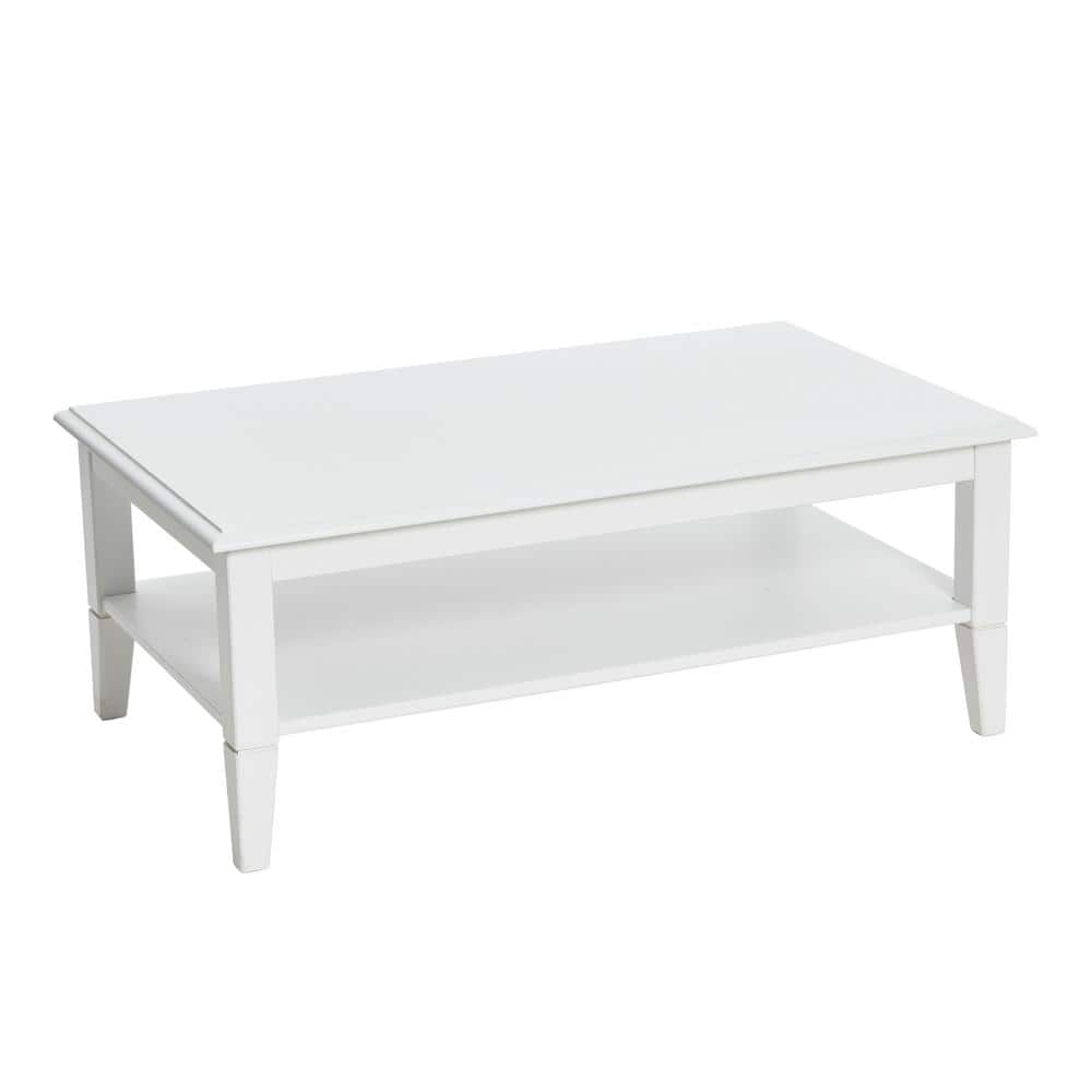 White Pine Wood Rectangular Coffee Table with Storage
