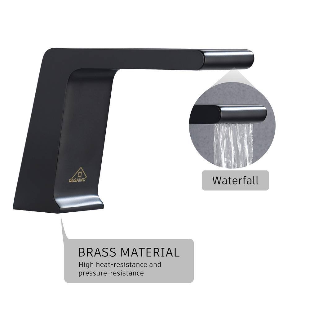 Matte Black Stainless Steel Deck-Mount Roman Bathtub Faucet Set