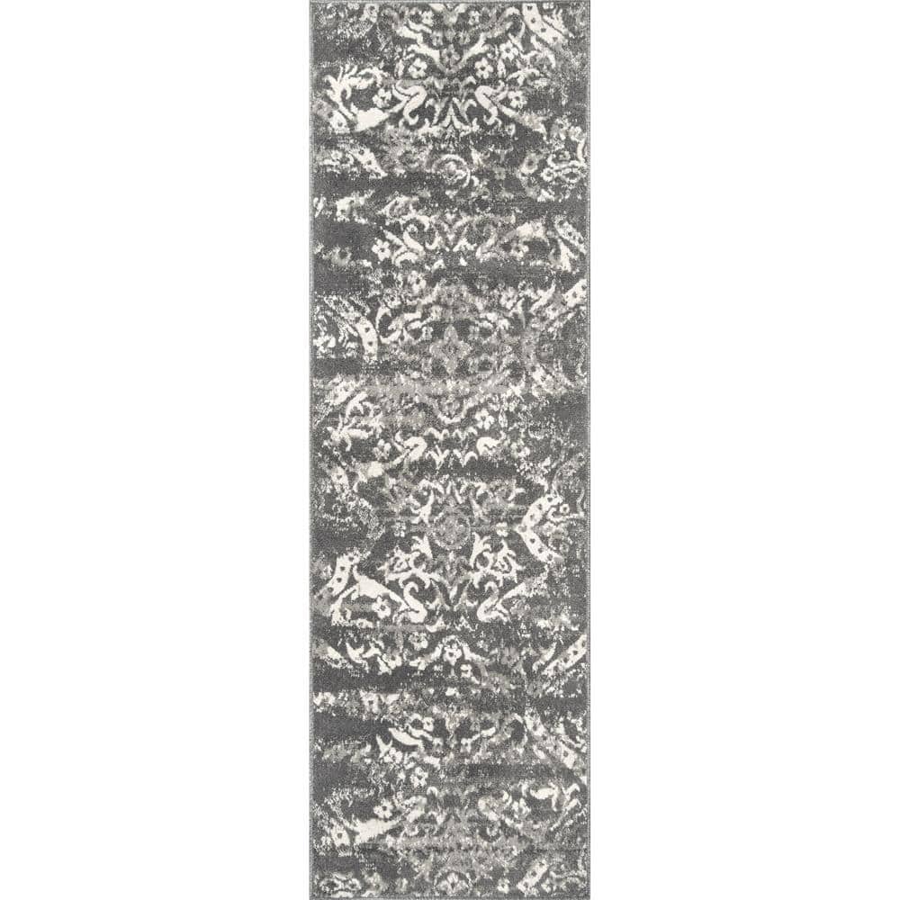 nuLOOM Vintage Freja 2 ft. 6 in. x 8 ft. Dark Gray Indoor Runner Rug