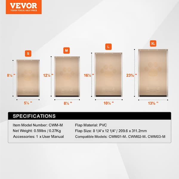 VEVOR Pet Door Replacement Flap, Measures 8.25 x 12.25 in. Longer