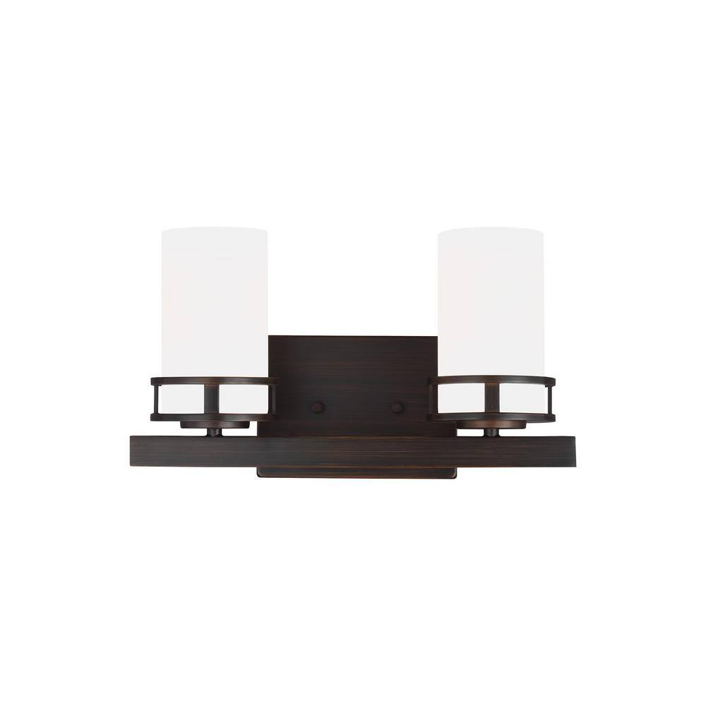 Bronze Prairie Inspired 2-Light Bathroom Vanity with Etched Glass