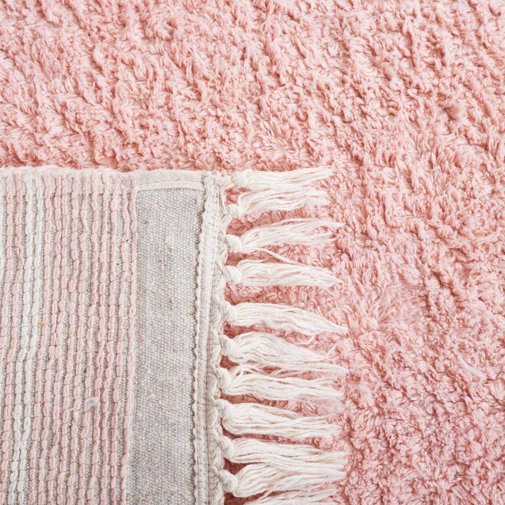 Handmade Pink and Ivory Cotton Reversible 4' x 6' Rug