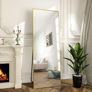 26 in. W. x 71 in. H Rectangular Classic Gold Aluminum Alloy Framed Full Length Mirror Standing Floor Mirror