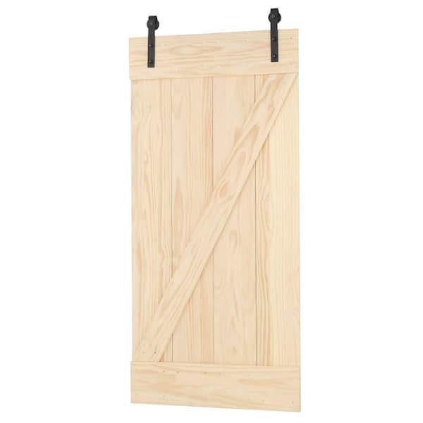 Pinecroft 38 in. x 81 in. Timber Hill Wood Ready to Assemble Sliding Barn Door with Hardware Kit - Door Assembly Required