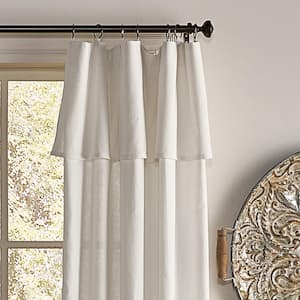 Drop Cloth Off White Solid Cotton 50 in. W x 108 in. L Light Filtering Single Ring Top Panel Valance