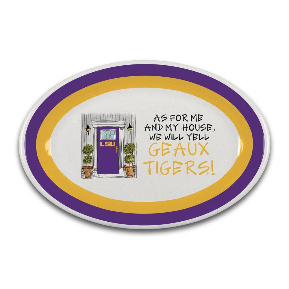 Magnolia Lane LSU As for Me 18 in. Assorted Colors Oval Melamine Platter 20778