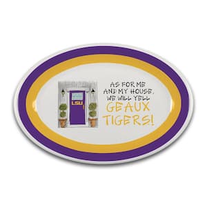 LSU As for Me 18 in. Assorted Colors Oval Melamine Platter