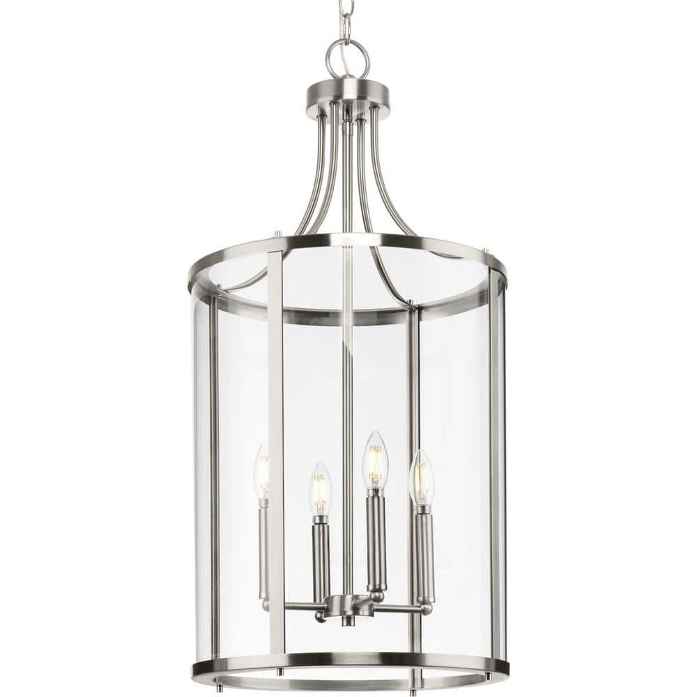 Progress Lighting Gilliam 15 in. 4 Light Brushed Nickel Hall Shaded Foyer Light P500391009