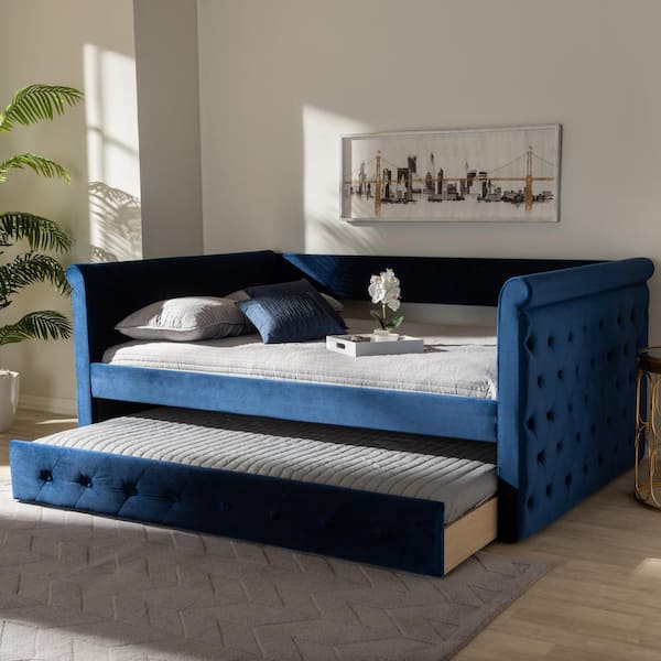 Baxton Studio Amaya Royal Blue Full Trundle Daybed 155 9461 HD