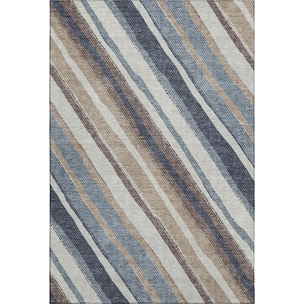 Mayfield Premium Machine Washable Abstract AMF2282 Denim 3 ft. x 5 ft. Area Rug