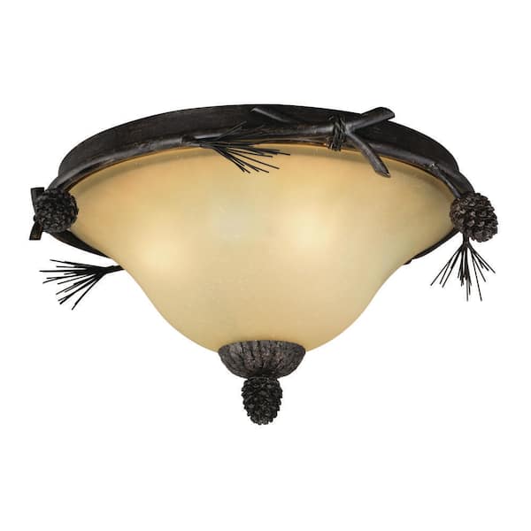 Sierra 15.5 in. W Bronze Rustic Pinecone Flush Mount Ceiling Light Fixture