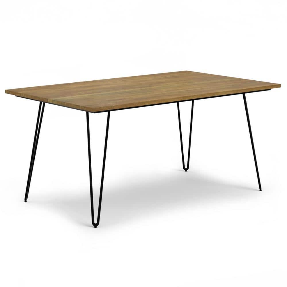 Hunter Light Brown Mango Wood Industrial Dining Table with Black Metal Legs