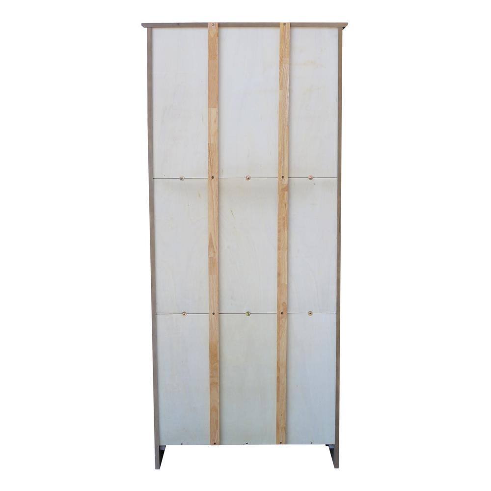 72" Gray Solid Wood Adjustable Shaker Bookcase