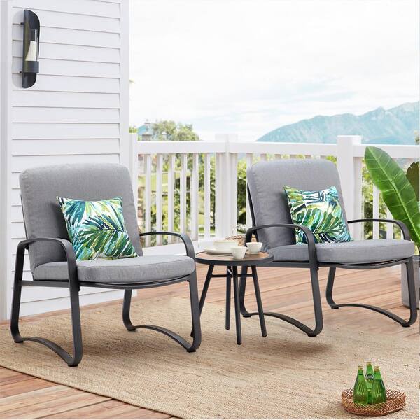3 Pieces Patio Bistro Conversation Set with Waterproof DPC Tabletop