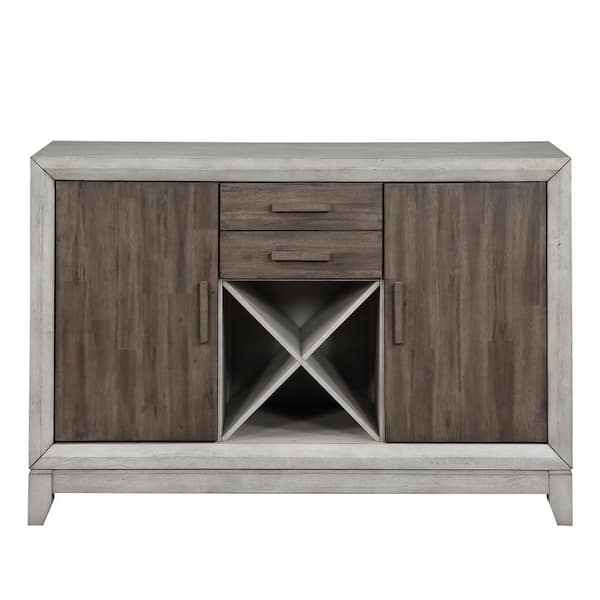 Steve Silver Abacus 54 in. 2-Tone Smoky Alabaster and Smoky Honey Finish Server with 2-Drawers