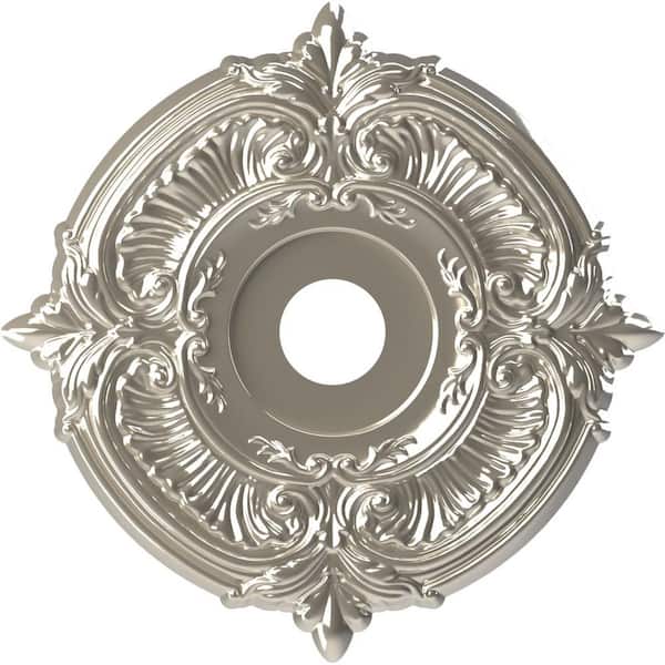 Ekena Millwork 19" O.D. x 3-1/2" I.D. x 1" P Attica Thermoformed PVC Ceiling Medallion (Fits Canopies up to 6-3/4"), Bright Coat Chrome