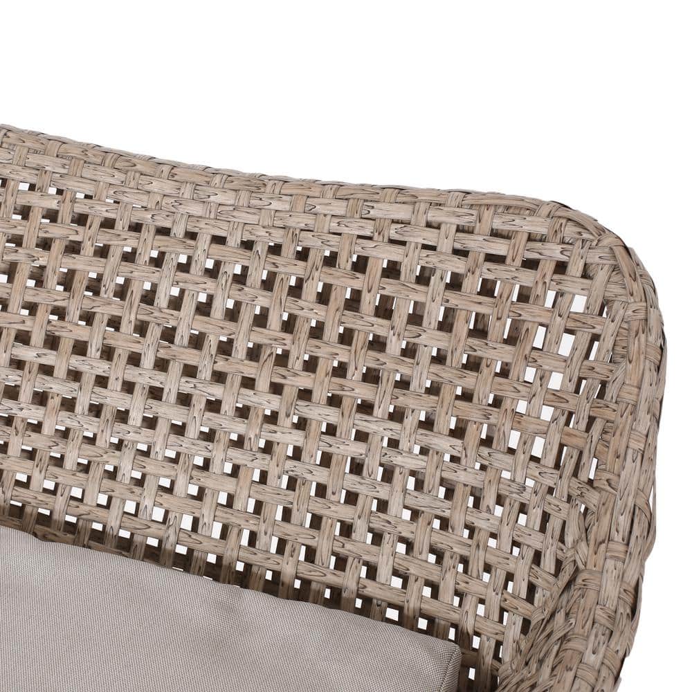 Transitional Mixed Brown and Beige Iron Barstool with Cushions, Set of 2