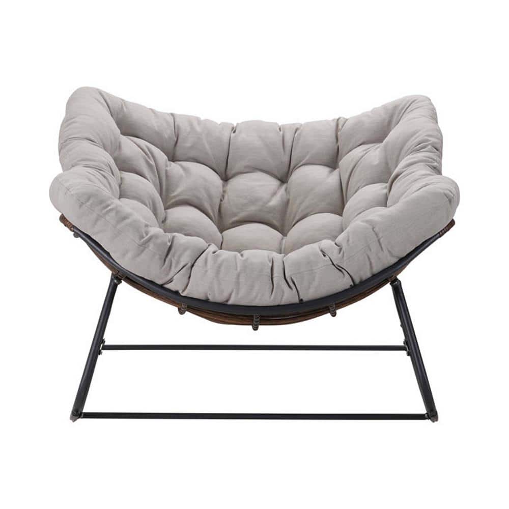 Zeus & Ruta Dark Gray Metal Outdoor Rocking Chair with Light