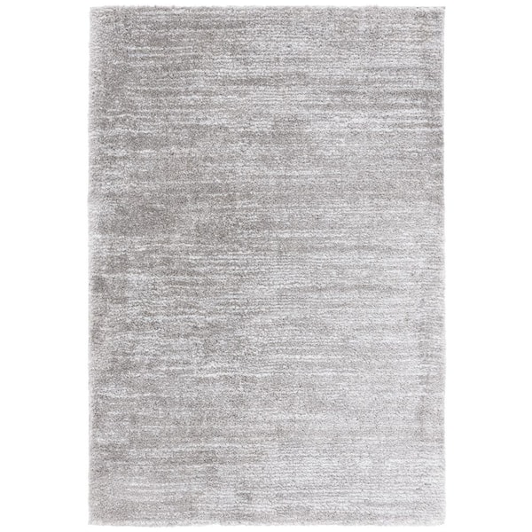 Jasmine Shag 8 ft. x 10 ft. Gray/Ivory Distressed Striped Area Rug