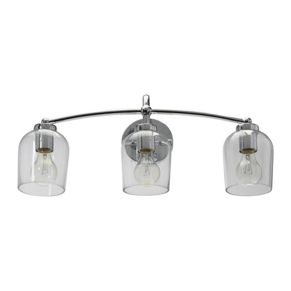 Robert Stevenson Lighting Adrian 23 in. 3Light Steel Chrome Finish