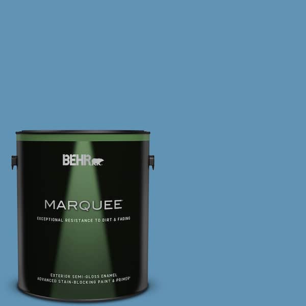 BEHR MARQUEE 1 gal. #MQ5-56 Empire Blue Semi-Gloss Enamel Exterior Paint & Primer