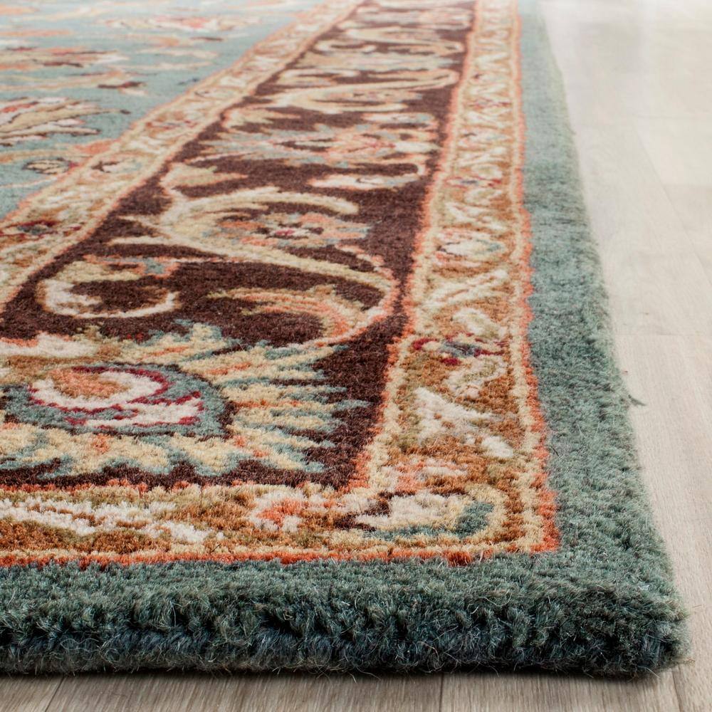 Elegant Traditions Hand-Tufted Wool Rectangular Rug in Blue/Brown - 2' x 3'