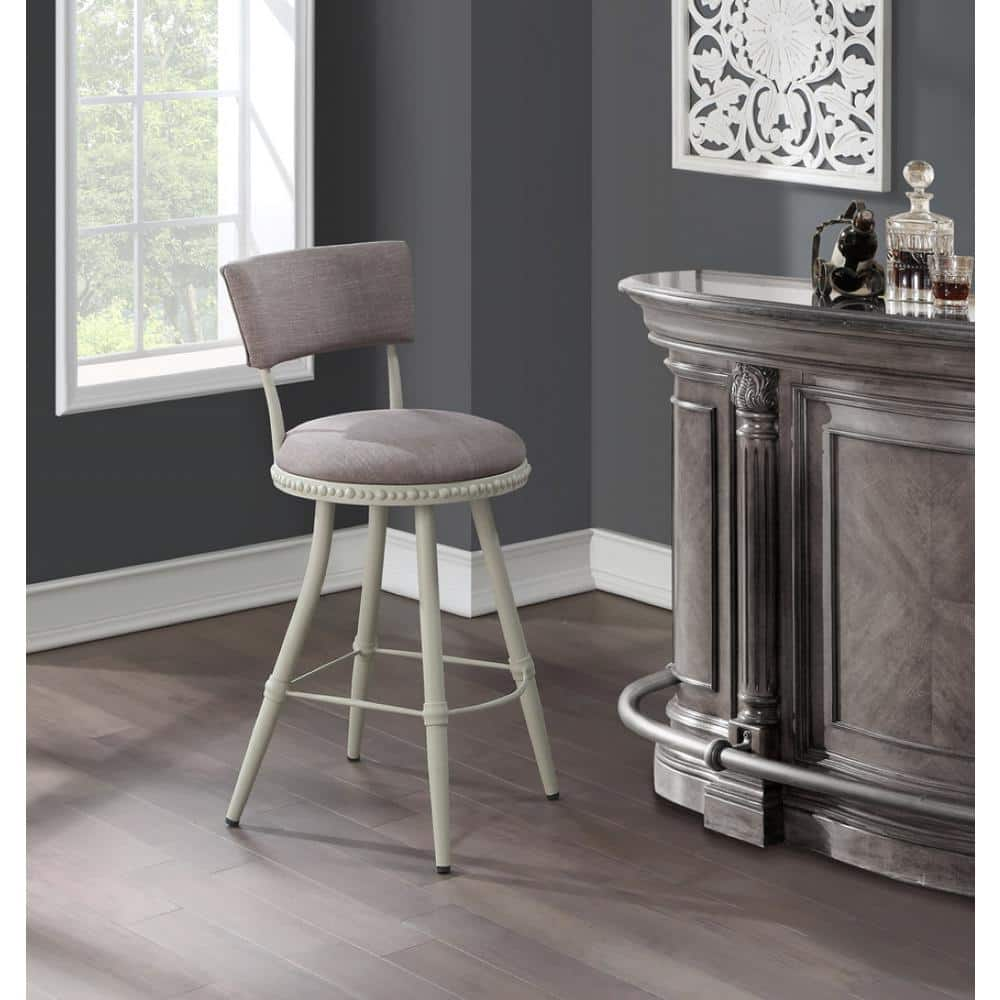 Boraam Benton White and Gray Bar Stool 80752 - The Home Depot