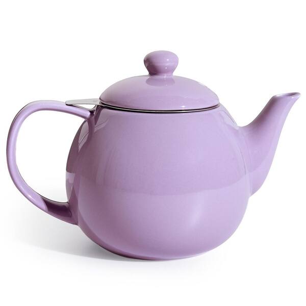 3-Cup Porcelain Tea Pot with Removable Stainless Steel Infuser, 27 oz. Tea Pots for Loose Tea, Purple