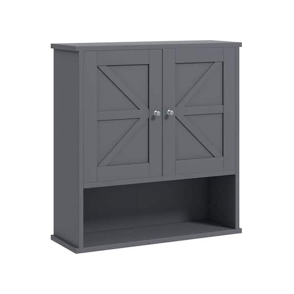 COWLOWN 22.75 in. W x 7.75 in. D x 24.25 in. H Bathroom Storage Wall Cabinet in Gray with Open Shelf and Adjustable Shelf
