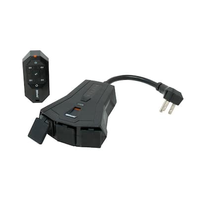 Link2Home 15 Amp Wireless Outdoor Remote Control Outlet Switch - 1 RCV with  2 Grounded Outlets and 1 Remote, Black EM-OR650B - The Home Depot