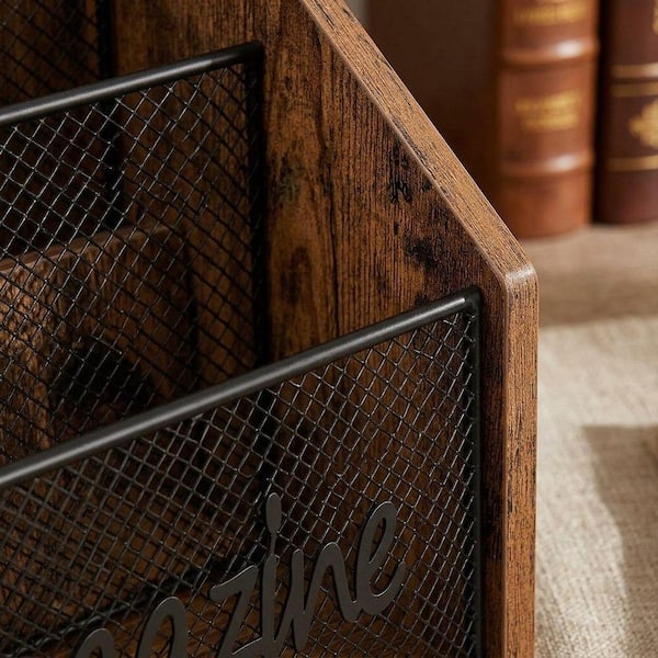 Brown 11 in. x 12 in. Wood Freestanding Magazine Rack LINBQ585