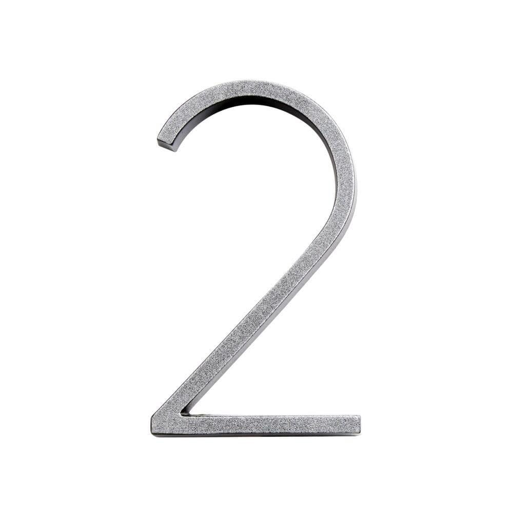 5 in. Silver Reflective Floating or Flush House Number 2
