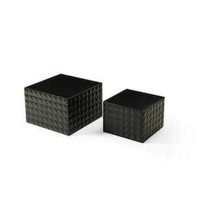 Black MDF Square Outdoor Side Table 2-Piece