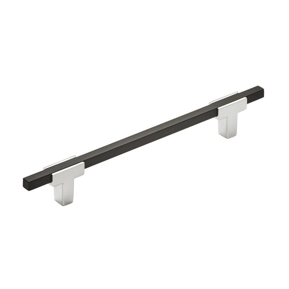 Urbanite 6-5/16 in. (160mm) Modern Polished Chrome/Brushed Matte Black Bar 
