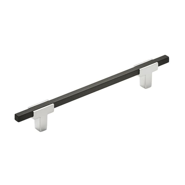Amerock Urbanite 6-5/16 in. (160mm) Modern Polished Chrome/Brushed Matte Black Bar Cabinet Pull