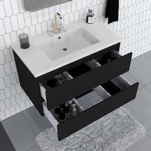 Salt 36 in. W x 20 in. D Bath Vanity in Black with Acrylic Vanity Top in White with White Basin