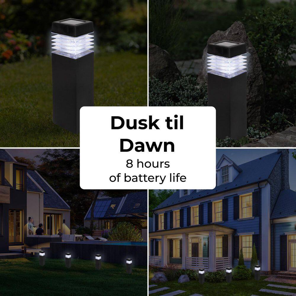 Small Black Plastic Solar LED Pathway Lights, 4-Pack