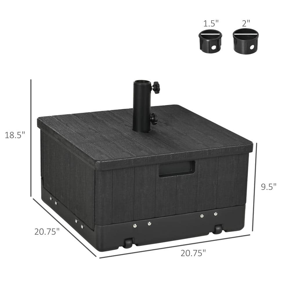 Black Metal 3-in-1 Patio Umbrella Stand with Wheels
