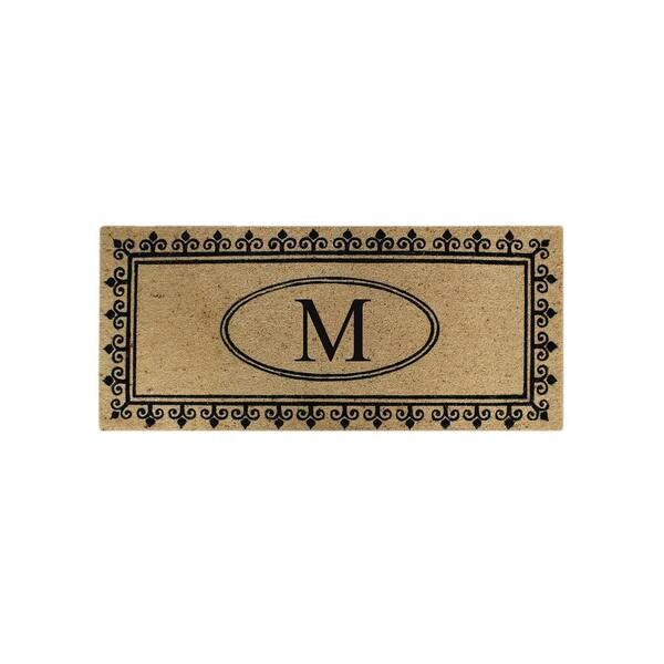 Unbranded A1HC Richmond 24 in. x 57 in. Monogrammed M Anti Shred Treated Non Slip Entry Bleached Double Door Mat