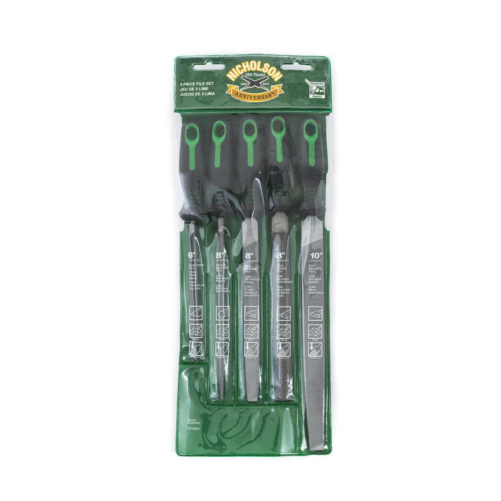 Nicholson 6 in., 8 in. and 10 in. Anniversary File Set with Ergonomic Handles (5-Piece)