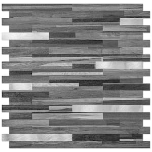 11.4 in. x 11.7 in. x 0.12 in. PVC Peel and Stick Backsplash Tile on Backsplash Tiles for Kitchen, Black (10-Pack)