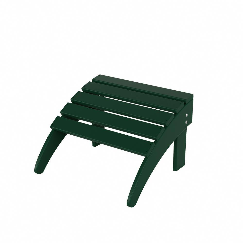 Dark Green HDPE Foldable Curved-Leg Outdoor Ottoman