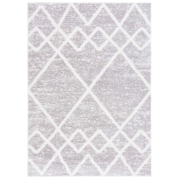 SAFAVIEH Berber Shag 3 ft. x 5 ft. Ivory/Gray Border Chevron Area Rug