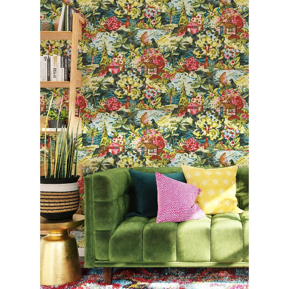 Multicolor Scenic Cabin-Core Peel & Stick Wallpaper Roll