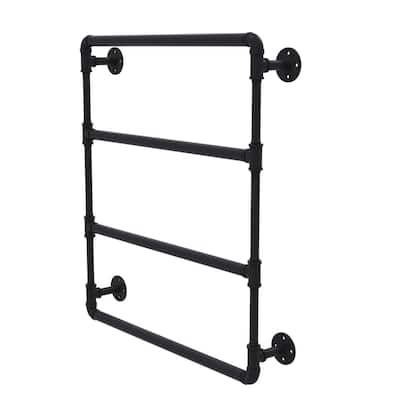 Pipeline Collection 24 in. Wall Mounted Ladder Towel Bar in Matte Black