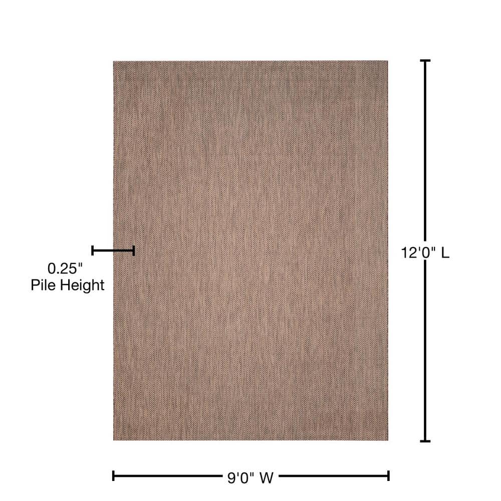 Reversible Gray Synthetic 9' x 12' Easy-Care Area Rug