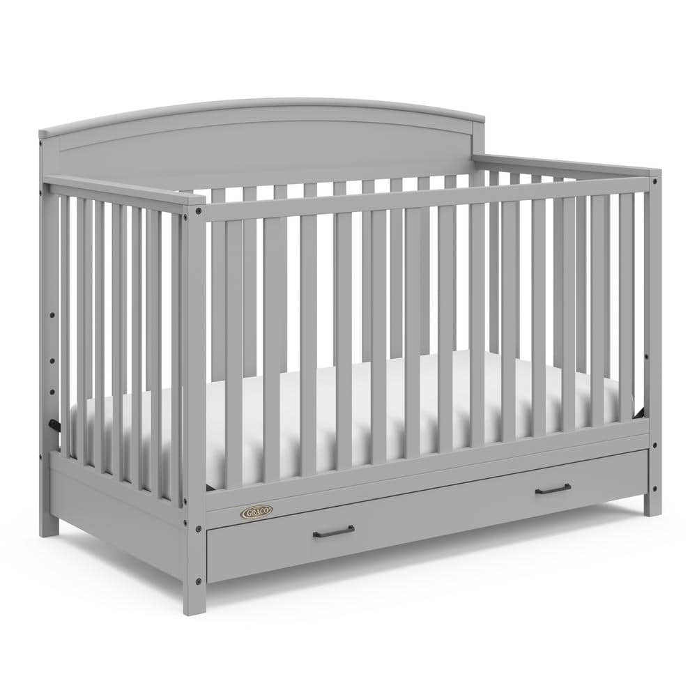 Graco Benton Pebble Gray 5-in-1 Convertible Crib with Drawer 04532-51F ...